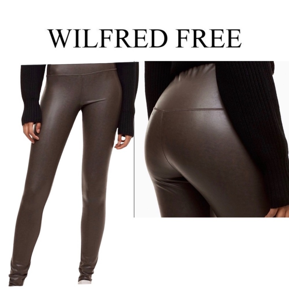 Aritzia Wilfred free brown faux leather Daria legging high-rise Pleather vegan S